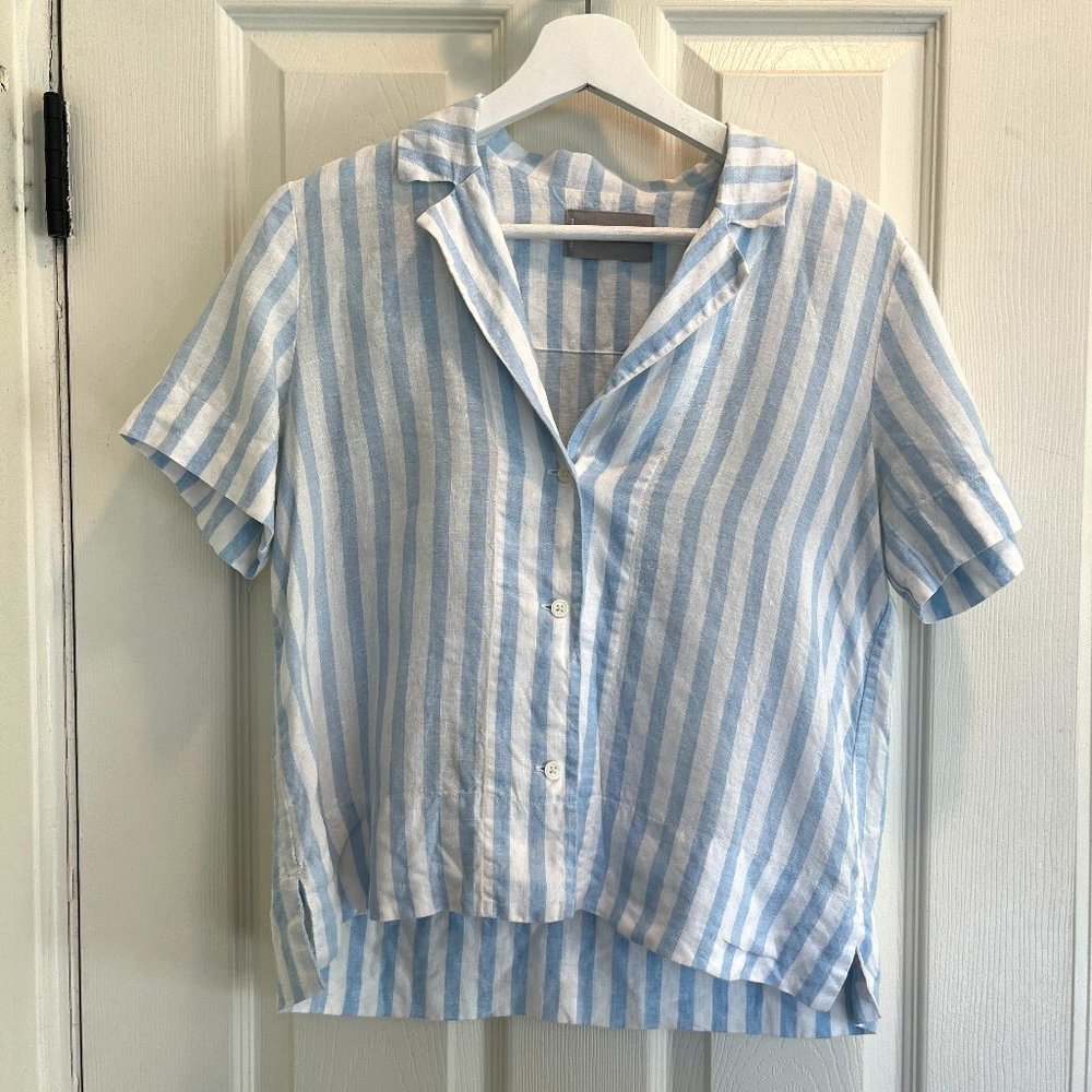 Everlane Linen Cropped Short Sleeve Button Down